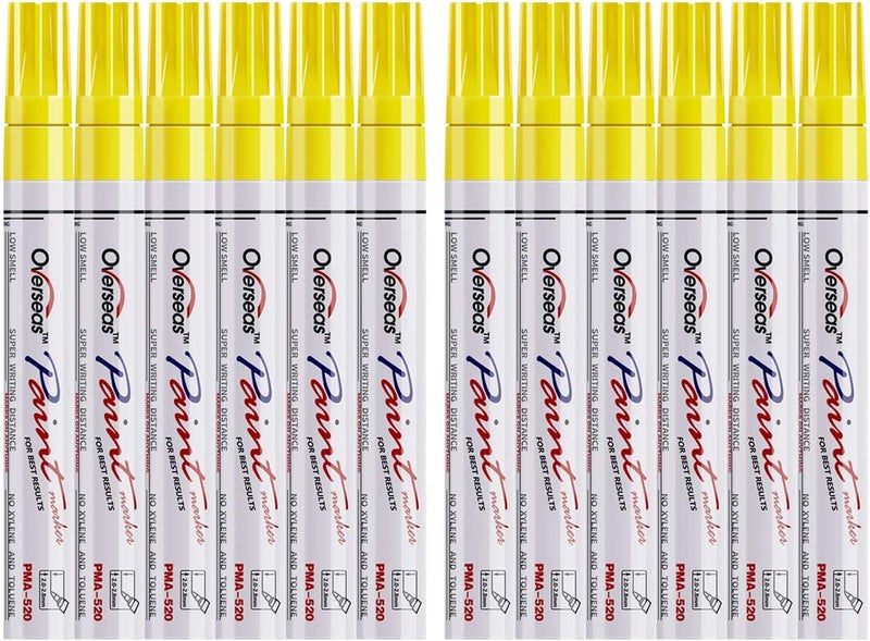 Lesun Yellow Paint Pens, 12 Pack Waterproof Oil-Based Paint Pen Set, Quick Dry and Permanent, Markers for Rock, Stone, Ceramic, Wood, Fabric, Plastic, Canvas, Glass, Mugs, Tires - Image 1